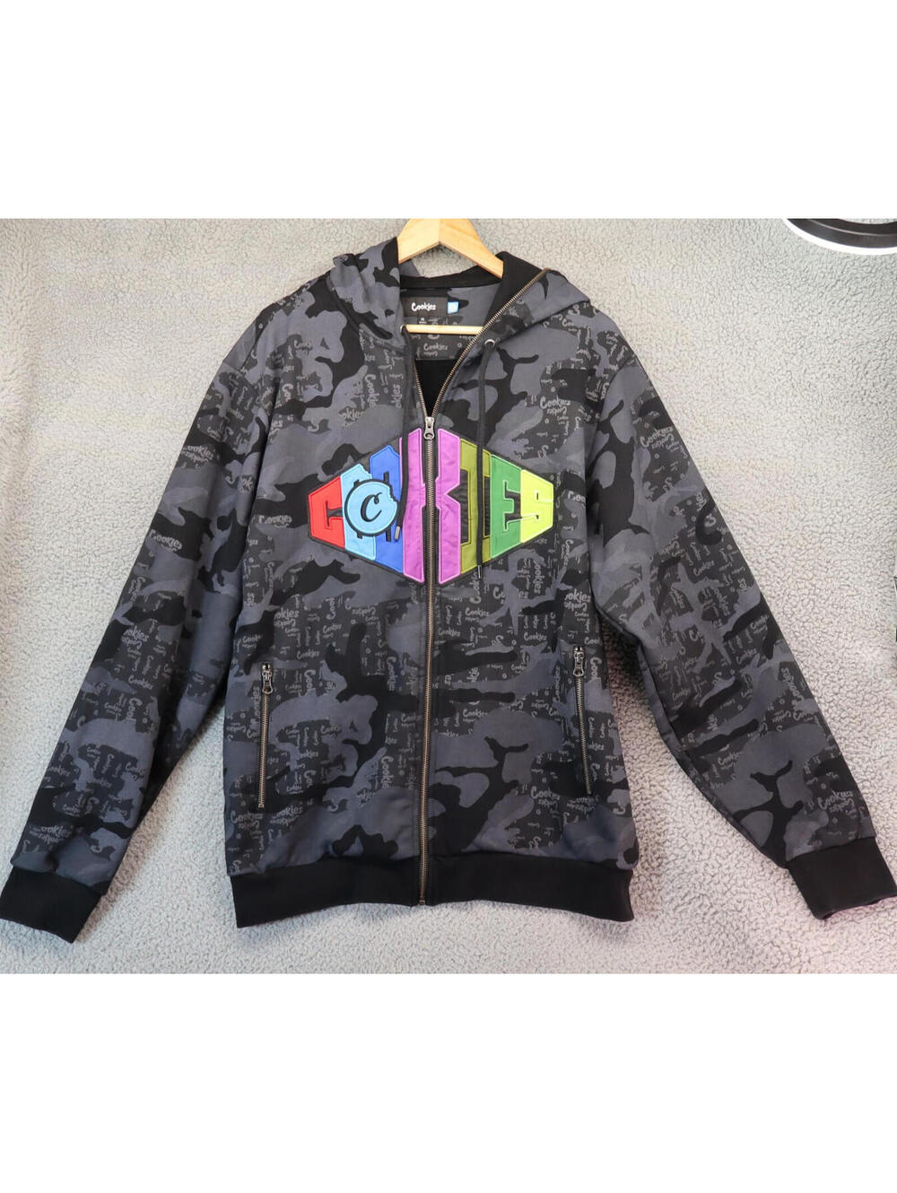 Cookies Men XL Black Hoodie Sweatshirt Thc 420 Zip Street